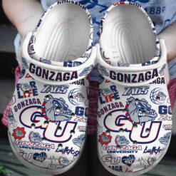 NCAA Gonzaga Bulldogs University Mascot Logo White Crocband Clog Comfortable Water Shoes - AOP Clog