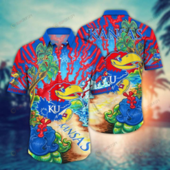 NCAA Kansas Jayhawks Logo Colorful Beach Coconut Pattern 3D Hawaiian Shirt SH1
