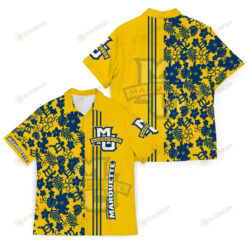 NCAA Marquette Golden Eagles Logo American Sports Team Flower Beach Tree Pattern Yellow 3D Hawaiian Shirt SH1