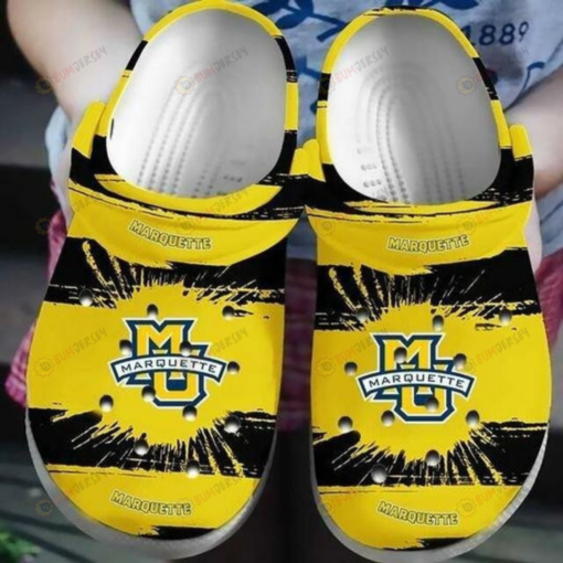 NCAA Marquette Golden Eagles Yellow Splash Crocband Clog Comfortable Water Shoes - AOP Clog