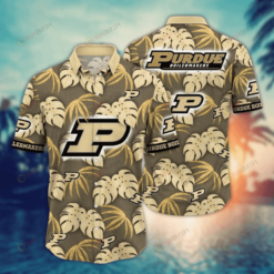 NCAA Purdue Boilermakers Logo Tropical Palm Pattern Hawaiian Shirt SH1