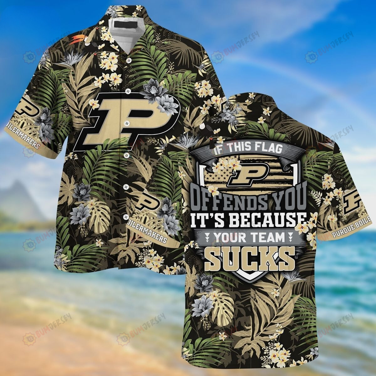 NCAA Purdue Boilermakers Tropical Patterns Hawaiian Shirt SH1
