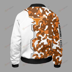 NCAA Texas Longhorns Camouflage Orange White Bomber Jacket 3D Printed Logo