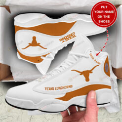 NCAA Texas Longhorns Logo Printed In Orange Custom Name Air Jordan 13 Shoes Sneakers