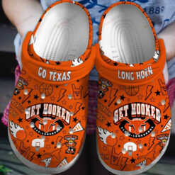 NCAA Texas Longhorns Logo Star Thunder Bolt Basketball Pattern Orange Crocband Clog Comfortable Water Shoes - AOP Clog