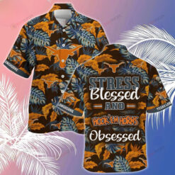 NCAA Texas Longhorns Logo Stress Blessed Obsessed Pattern 3D Hawaiian Shirt SH1