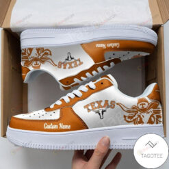 NCAA Texas Longhorns Mascot Logo Pattern Custom Name Air Force 1 Printed In Orange