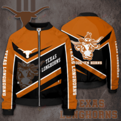 NCAA Texas Longhorns Orange Black Bomber Jacket 3D Printed Logo