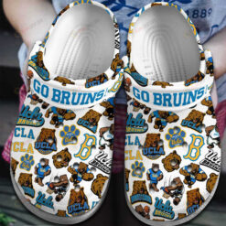 NCAA UCLA Bruins Logo Mascot Pattern White Crocband Clog Comfortable Water Shoes - AOP Clog