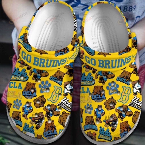 NCAA UCLA Bruins Logo Mascot Pattern Yellow Crocband Clog Comfortable Water Shoes - AOP Clog