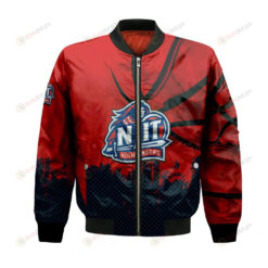 NJIT Highlanders Bomber Jacket 3D Printed Basketball Net Grunge Pattern