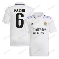 Nacho 6 Real Madrid 2022/23 Home Youth Jersey - White