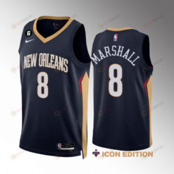 Naji Marshall 8 New Orleans Pelicans Navy Jersey 2022-23 Icon Edition NO.6 Patch