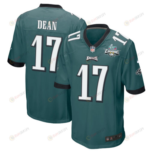 Nakobe Dean 17 Philadelphia Eagles Super Bowl LVII Champions 2 Stars Men's Jersey - Midnight Green