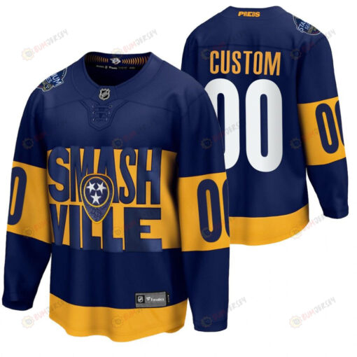 Nashville Predators 00 Custom 2022 Stadium Series Navy Jersey Jersey