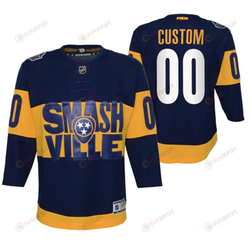 Nashville Predators 00 Custom 2022 Stadium Series Youth Navy Primegreen Jersey Jersey