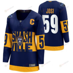 Nashville Predators 59 Roman Josi 2022 Stadium Series Women Navy Jersey Jersey