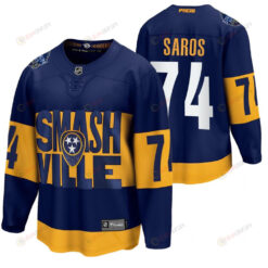 Nashville Predators 74 Juuse Saros 2022 Stadium Series Navy Jersey Jersey