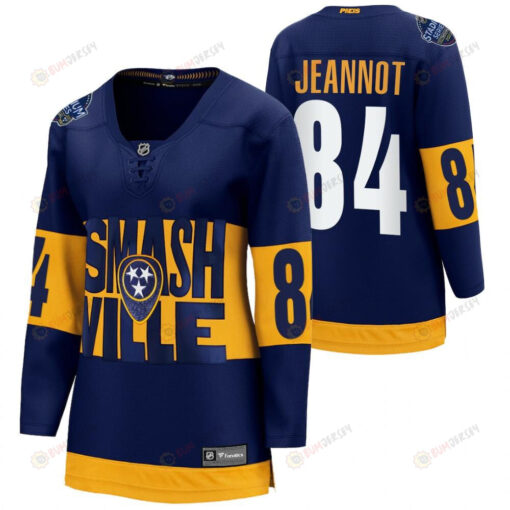 Nashville Predators 84 Tanner Jeannot 2022 Stadium Series Women Navy Jersey Jersey