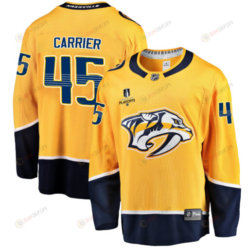 Nashville Predators Alexandre Carrier 45 Home 2022 Stanley Cup Playoffs Breakaway Men Jersey - Gold