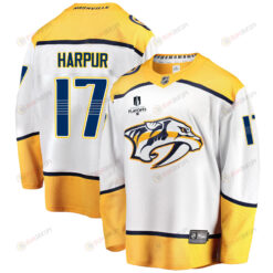 Nashville Predators Ben Harpur 17 Away 2022 Stanley Cup Playoffs Breakaway Men Jersey - White