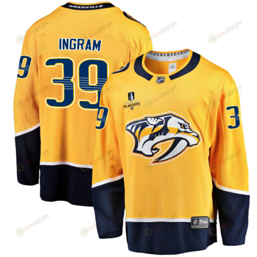 Nashville Predators Connor Ingram 39 Home 2022 Stanley Cup Playoffs Breakaway Men Jersey - Gold