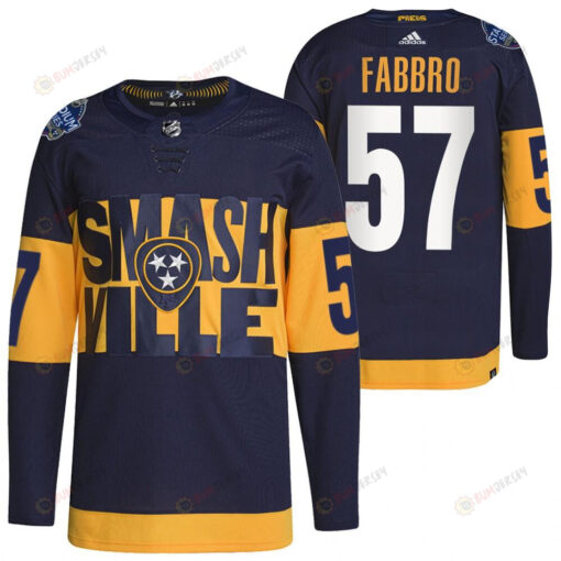 Nashville Predators Dante Fabbro 2022 Stadium Series Navy 57 Jersey Primegreen Jersey