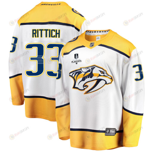 Nashville Predators David Rittich 33 Away 2022 Stanley Cup Playoffs Breakaway Men Jersey - White