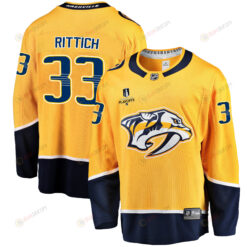 Nashville Predators David Rittich 33 Home 2022 Stanley Cup Playoffs Breakaway Men Jersey - Gold