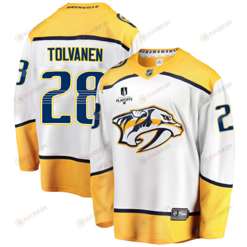 Nashville Predators Eeli Tolvanen 28 Away 2022 Stanley Cup Playoffs Breakaway Men Jersey - White