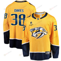 Nashville Predators Jeremy Davies 38 Home 2022 Stanley Cup Playoffs Breakaway Men Jersey - Gold