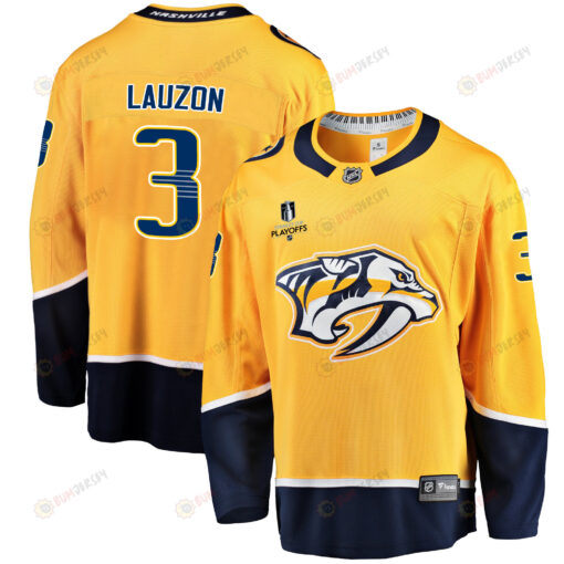 Nashville Predators Jeremy Lauzon 3 Home 2022 Stanley Cup Playoffs Breakaway Men Jersey - Gold