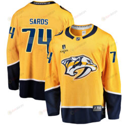 Nashville Predators Juuse Saros 74 Home 2022 Stanley Cup Playoffs Breakaway Men Jersey - Gold