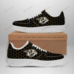 Nashville Predators Logo Beehive Pattern Air Force 1 Printed In Black