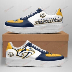 Nashville Predators Logo Pattern Air Force 1 Printed In Yellow Blue White