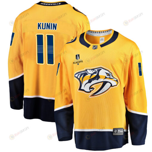 Nashville Predators Luke Kunin 11 Home 2022 Stanley Cup Playoffs Breakaway Men Jersey - Gold