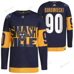 Nashville Predators Mark Borowiecki 2022 Stadium Series Navy 90 Jersey Primegreen Jersey