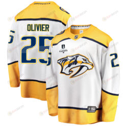 Nashville Predators Mathieu Olivier 25 Away 2022 Stanley Cup Playoffs Breakaway Men Jersey - White