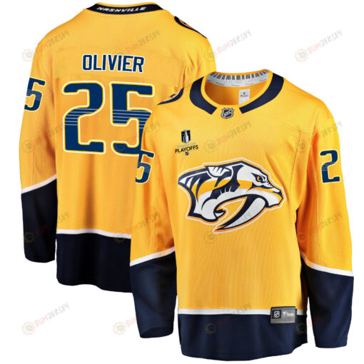 Nashville Predators Mathieu Olivier 25 Home 2022 Stanley Cup Playoffs Breakaway Men Jersey - Gold