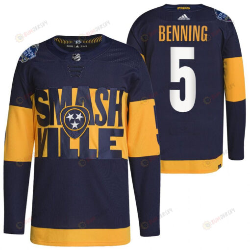 Nashville Predators Matt Benning 2022 Stadium Series Navy 5 Jersey Primegreen Jersey