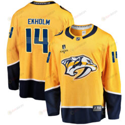 Nashville Predators Mattias Ekholm 14 Home 2022 Stanley Cup Playoffs Breakaway Men Jersey - Gold