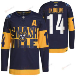 Nashville Predators Mattias Ekholm 2022 Stadium Series Navy 14 Jersey Primegreen Jersey