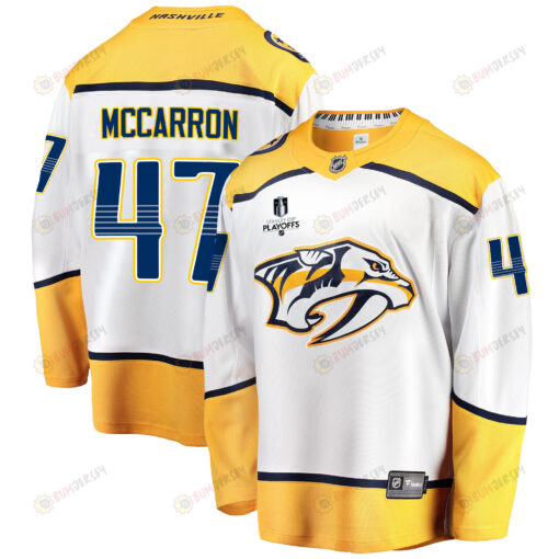 Nashville Predators Michael McCarron 47 Away 2022 Stanley Cup Playoffs Breakaway Men Jersey - White