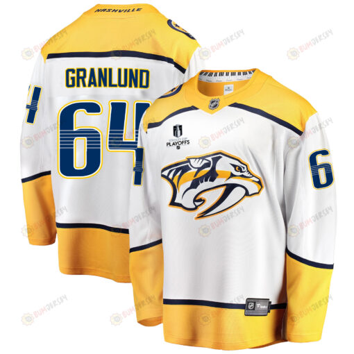 Nashville Predators Mikael Granlund 64 Away 2022 Stanley Cup Playoffs Breakaway Men Jersey - White