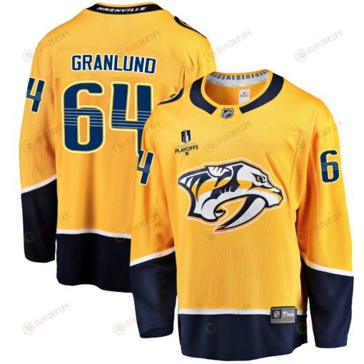 Nashville Predators Mikael Granlund 64 Home 2022 Stanley Cup Playoffs Breakaway Men Jersey - Gold