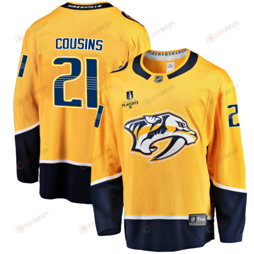 Nashville Predators Nick Cousins 21 Home 2022 Stanley Cup Playoffs Breakaway Men Jersey - Gold