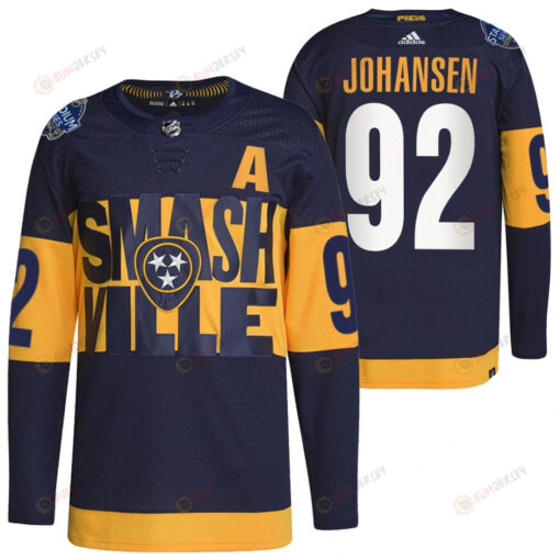 Nashville Predators Ryan Johansen 2022 Stadium Series Navy 92 Jersey Primegreen Jersey