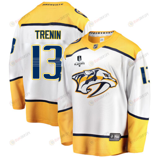 Nashville Predators Yakov Trenin 13 Away 2022 Stanley Cup Playoffs Breakaway Men Jersey - White