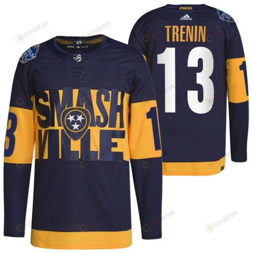 Nashville Predators Yakov Trenin 2022 Stadium Series Navy 13 Jersey Primegreen Jersey