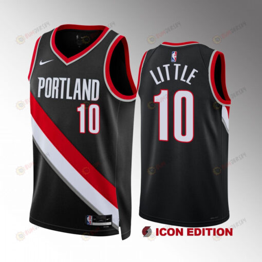 Nassir Little 10 Portland Trail Blazers 2022-23 Icon Edition Black Jersey